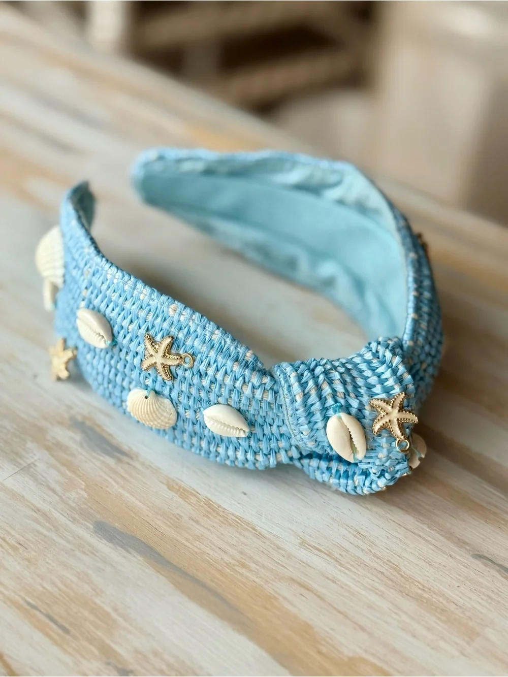 Light Blue Shell & Starfish Woven Headband